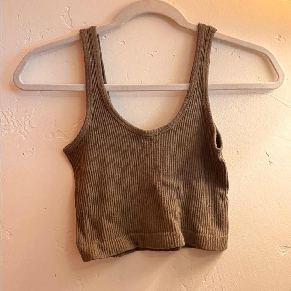 Ribbed Tan Crop Top